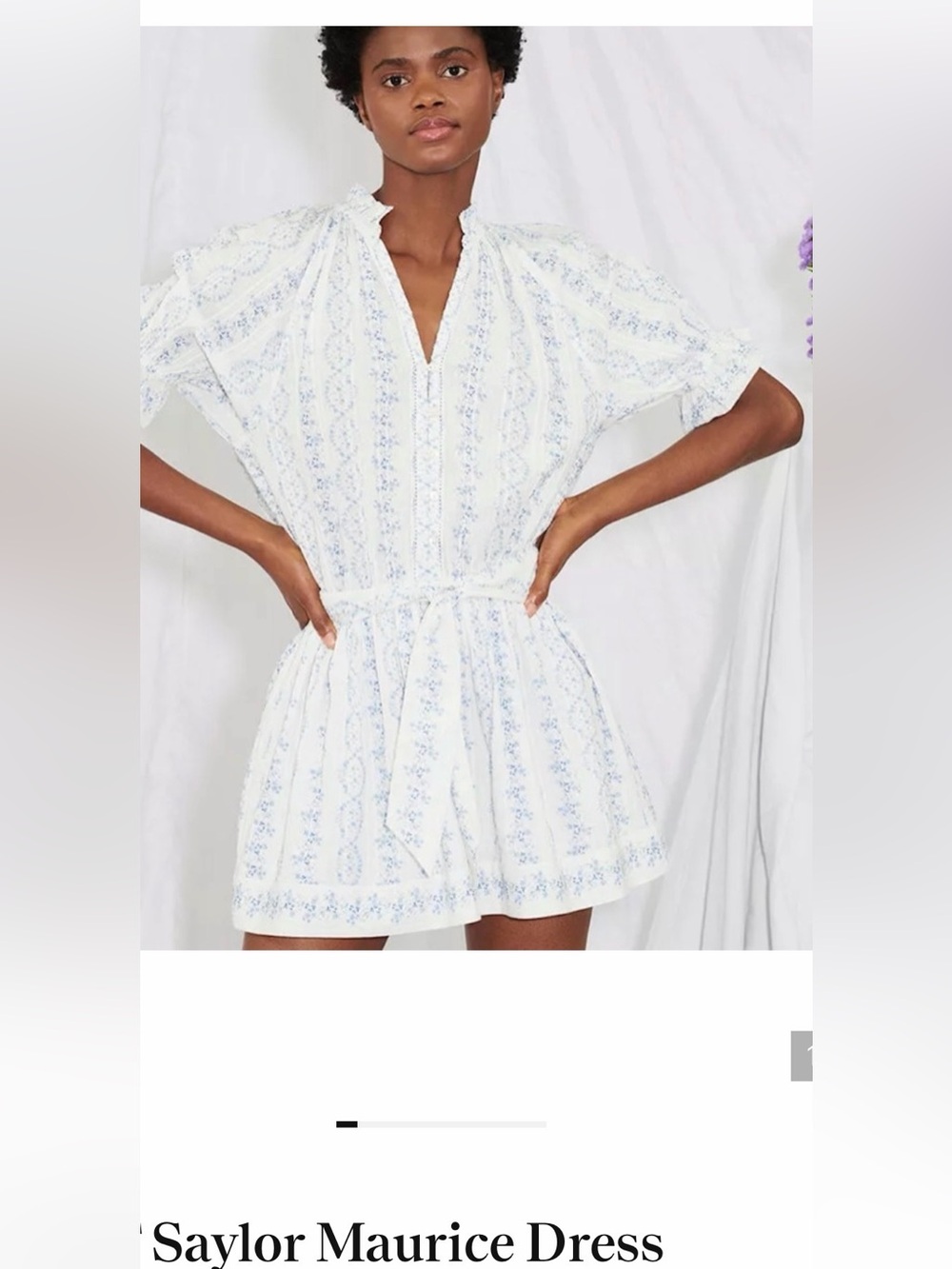 SAYLOR White Mini Dress with Light Blue Print
